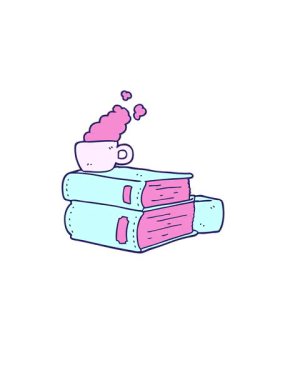 Çizgi roman ve kahve fincanının canlanması ve yüzdürülmesi