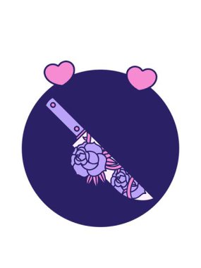 dönen kalp animasyonu dövme stili. Hançer ve çiçek resmi.