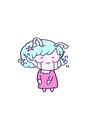 Ağlayan uzaylı kız çizgi filminin hareketli animasyonu