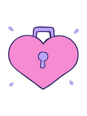 Parlak ışık efekti çizgi film aşk kalbinin kilit altında canlandırması