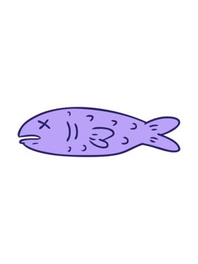 Ölü bir balığın el çiziminin hareketli animasyonu.