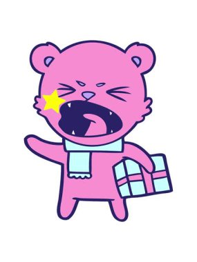 Parıldayan yıldızlar ayı karakterinin animasyonunu bir hediye ile etkiler.