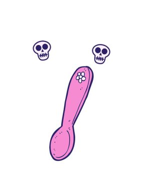 Çizgi film kaşığının kafatası animasyonu