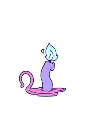 Çizgi film karalamalarının animasyonunu genişletiyorum Cadılar Bayramı mumu yakıyorum.