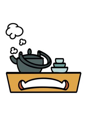 Ahşap tepside Japon çayının ışıltılı ışık efektleri