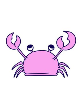 El çiziminin neon ışık efekti çizgi filmi mutlu yengeç.