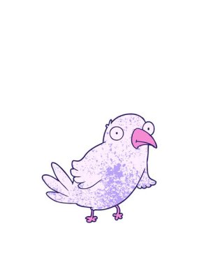 Neon rengi bir kuşun çizgi filminin yükselişi ve yüzüşü