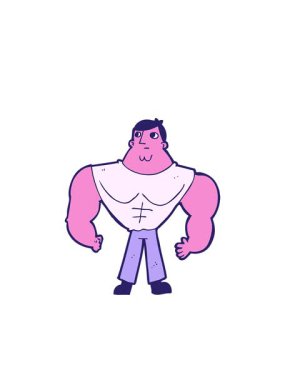 Karikatür vücut geliştiricisinin yanıp sönen radyal çizgileri