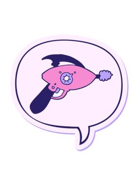 Konuşma balonu çıkartmalı çizgi film ışın silahının hareketli animasyonunu oynat