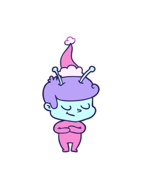 Noel Baba şapkası takan bir uzay adamının çizdiği çizgilerin canlandırmasını çalıştır.