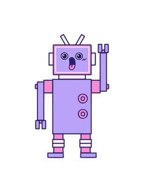 Bir robot tasarımının karikatürünün efekt canlandırmasını göster