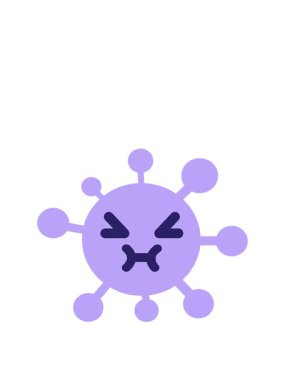 stretching up animation of simple annoyed virus