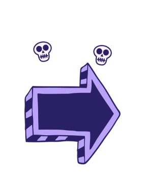 dönen kafatasları karalama yöneten okun animasyonu