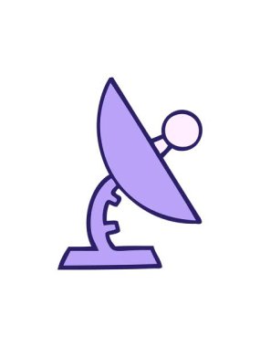 Uydu anteninin sevimli karikatürünün basınçlı canlandırması