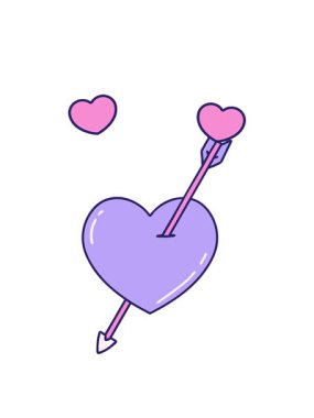 Bir ok ve kalp tasarımının sembolik dövme görüntüsünün dönen kalp animasyonu