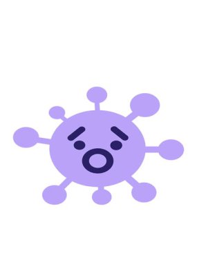 bobbing motion animation of surprised virus