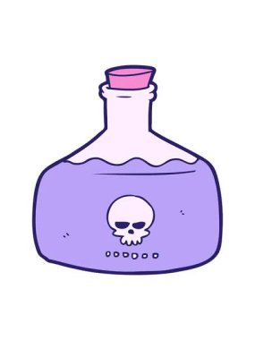 Suikastçı zehri şişesinin çizgi film animasyonunun piksel efekti