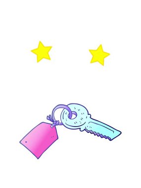 dönen yıldızlar el yazması çizilmiş etiketli çizgi film anahtarının animasyonu