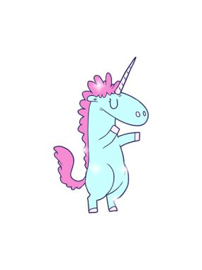 glitter effect animation of cartoon unicorn drawing