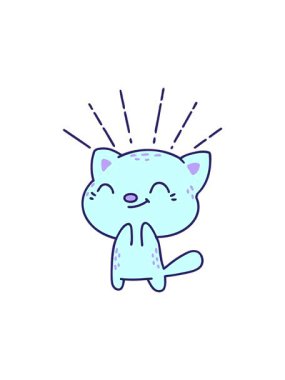 Dikkat çekici bir animasyon. Geleneksel dövme stili gülümseyen kedi.