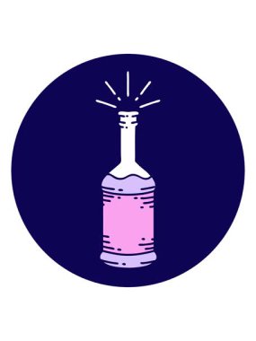 Neon ışık efektleri dövme stili bira şişesinin animasyonu