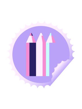 Renkli kalemlerin dönen hareket animasyonu illüstrasyon yuvarlak etiket damgası