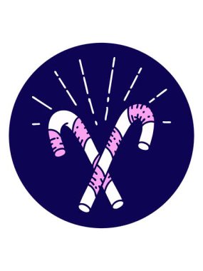 Dövme stili baston şeker ikonunun neon ışık efektleri tasarımı