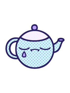 Hüzünlü bir çaydanlığın çizgi filminin ışık efekti animasyonu