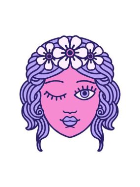 Göz kırpan yüz dövme tasarımının basınçlı animasyonu