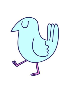 Garip çizgi film sarı kuşun hareketli animasyonu