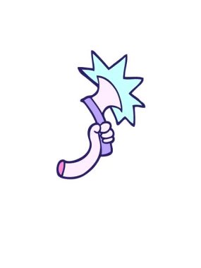 Kalkın ve el çizimi çizgi film kolunun baltalı animasyonunu süzülün