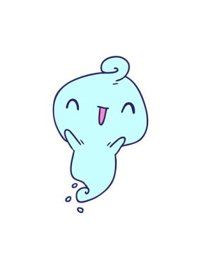 Çizgi film illüstrasyonunun animasyonunu salla ve durdur tatlı hayalet Kawaii