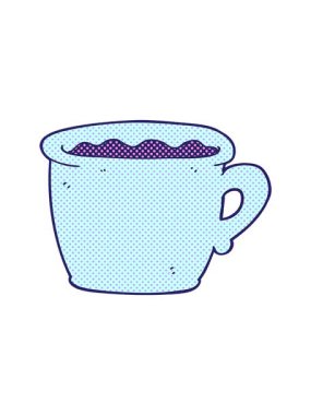 Karikatür çizilmiş eski kahve fincanının dönen hareket animasyonu