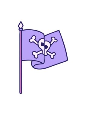 Bir korsan bayrağının ikonik dövme şeklindeki görüntüsünün canlandırma efektini göster