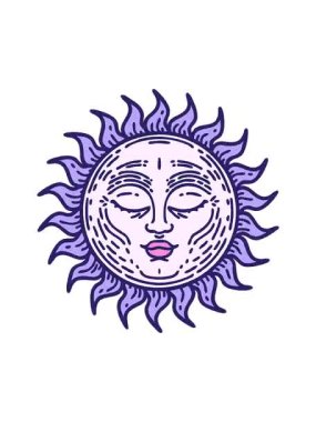 Işıldayan güneşin ikonik dövme şeklindeki imajının dönen hareketi