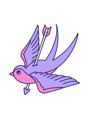 Bir kırlangıcın ikonik dövme görüntüsünün basınçlı canlandırması