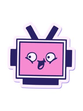 Sevimli bir robot kafasının çıkartmasının titreşimli hareket animasyonu