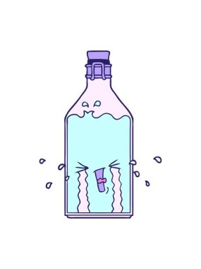 Karikatür eski şişenin hareketli animasyonu