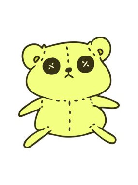 Şirin dikilmiş oyuncak ayının el yazısıyla çizilmiş renkli animasyonu