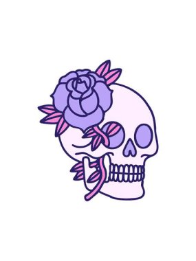 Dikkat dikkat kafatası ve gülün canlandırması