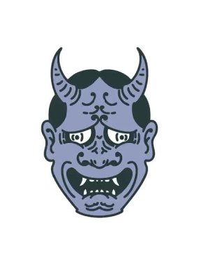 Japon tiyatro kabuki maskesinin titreyen animasyonu