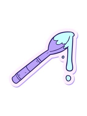 Bir çizgi film kaşık dolusu bal çıkartmasının hareketli animasyonu