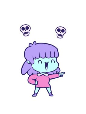 neon renkli karikatür kadın animasyonu.