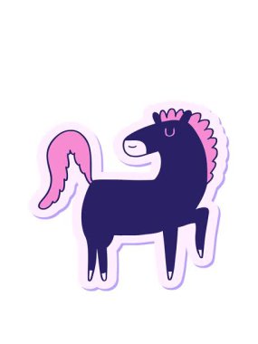 Mutlu bir at çizgi filminin çıkartmasının hareketli canlandırması