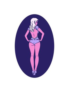 Pikselleştirme efekti dövme pinup mayo kız animasyonu