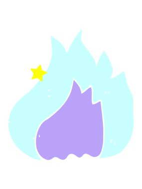 Parıldayan yıldızlar alevin düz renk çiziminin animasyonunu etkiler