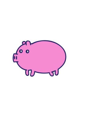 Şişman bir domuzun gölgeli çizgi filminin yatay titreşimli animasyonu