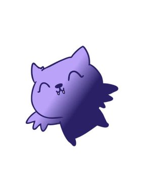 Şirin kawaii yarasasının el yazısıyla çizilmiş gradyan çizgi filmi.