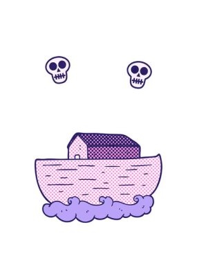 Nuh 'un Gemisi' nin çizilmiş karikatürünün kafatası animasyonu