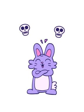 Çizgi film animasyonunun dönen kafatası animasyonu şirin tavşan